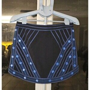 BCBGMaxAzria Kanya A Line Mini Skirt SequinsEmbroidered Womens S $250 Y2K Vtg